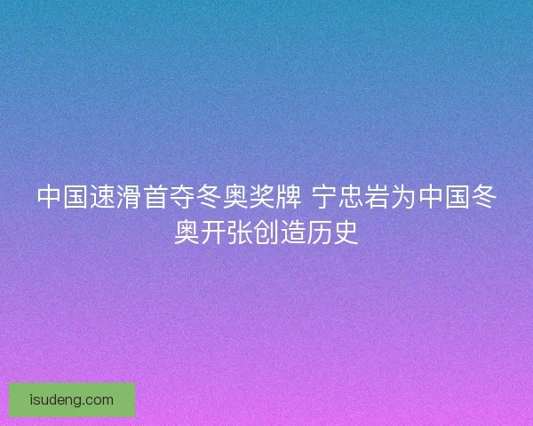 中国速滑首夺冬奥奖牌 宁忠岩为中国冬奥开张创造历史